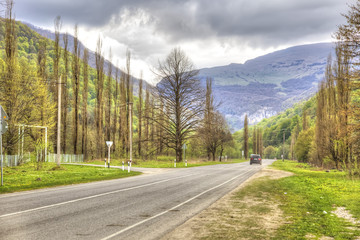 Naklejka premium Caucasus. Road in the mountains