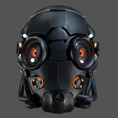 3D rendering science fiction helmet on gray background