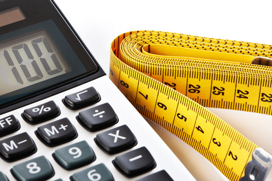 Centimeter and calculator isolated