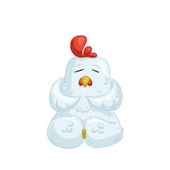 White chicken meditate isolated vector