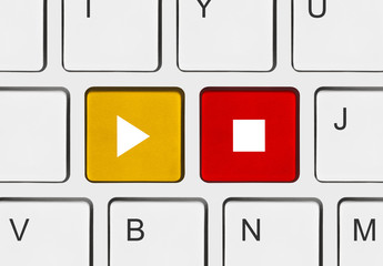 Computer keyboard with Play and Stop keys