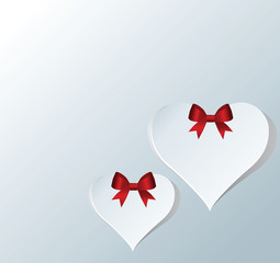 Abstract paper hearts. Heart in gift. Vector image.