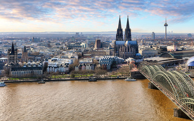 Fototapeta na wymiar Aerial view of Cologne, Germany.