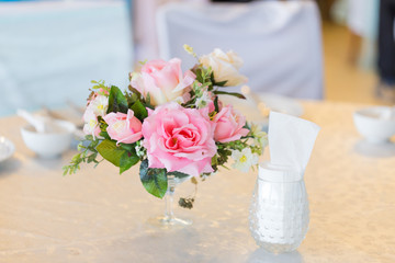 Flower vases in the wedding