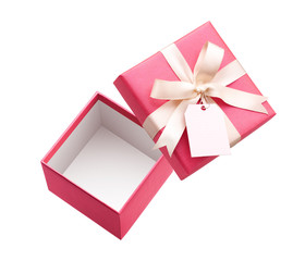 Pink Open Gift Box Isolated on White