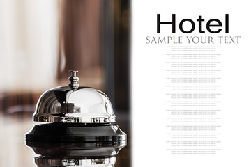 Obraz premium Hotel Concierge. service bell in a hotel or other premises. Text delete