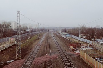 Railway tracks leading to the horizon