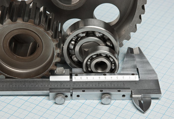 caliper with gears and bearings