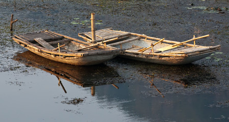 The boats on the river, sea, lake