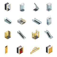 Elevator Isometric Elements Set © Macrovector