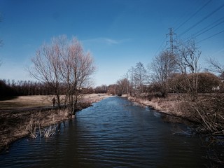 blue stream in the park, the winter of helsinki, Finland