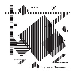 Black and white background. Geometric shapes in motion, moire effects and optical illusions.
