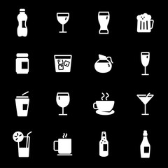 Vector white drinks icons set