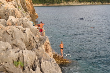 Bathing people at the Adriatic sea