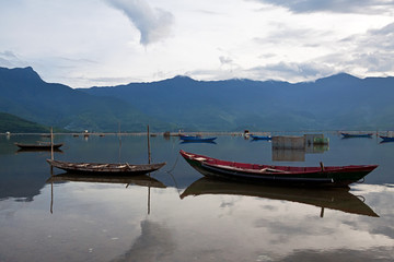 The boats on the river, sea, lake