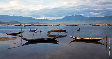 The boats on the river, sea, lake