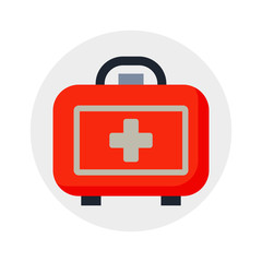 Safety car medical kit isolated on white background and health care design ambulance icon case transportation warning vector illustration.