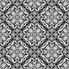 Seamless baroque black and white pattern. Traditional classic orient ornament