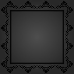 Classic dark square frame with arabesques and orient elements. Abstract fine ornament with place for text