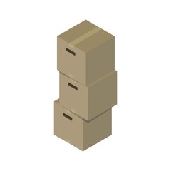 Sealed Pile of Cardboard Box Illustration. Isolated on White Background.