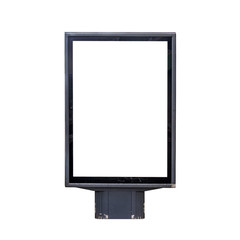 Blank black billboard on white isolated
