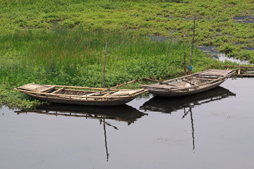 The boats on the river, sea, lake