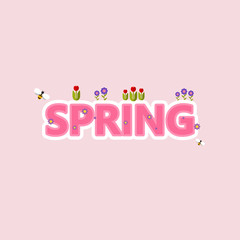 Spring Word in Decorative Vector Design.