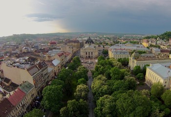 Fototapeta na wymiar aerial view on Lviv city