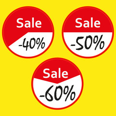 vector image of banner with discounts on a yellow background