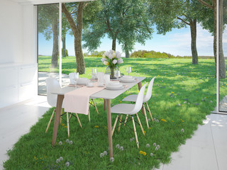 spring is in the house. 3d rendering