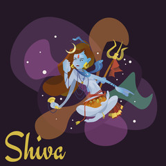 Lord Shiva, indian god in the lotus position and meditate space . Maha Shivaratri hinduism religion, traditional asian culture spiritual mythology, deity worship festival vector illustrations