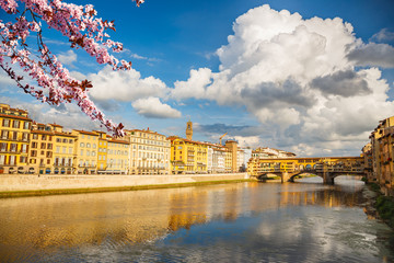 Arno river in Florence at spring, Italy