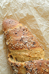wholemeal bread detail with seeds