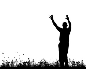 silhouette of a man, happy