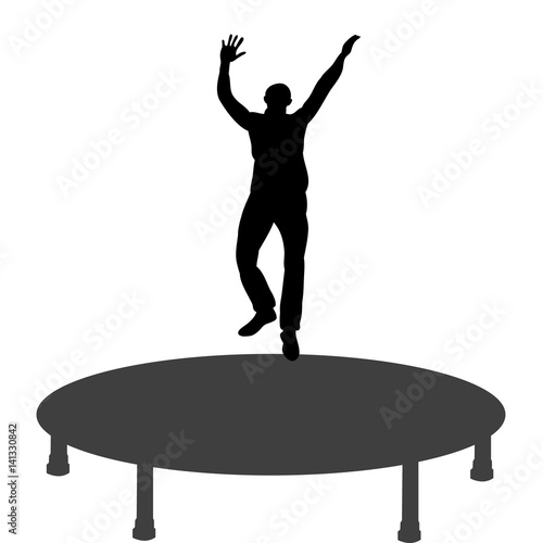 &quot;silhouette man jumping on a trampoline&quot; Stock image and