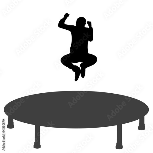 "Vector, silhouette of a man jumping on a trampoline, having fun" Stock
