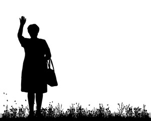 Vector, silhouette of a woman, stand, isolated