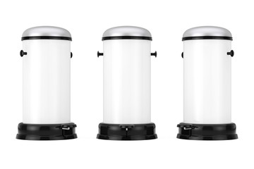 White Metal Trash Can with Pedal. 3d Rendering