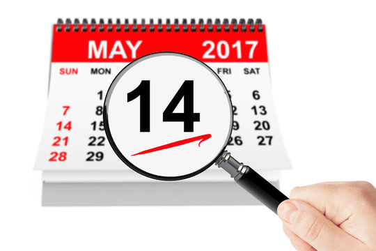 International Mother's Day Concept. 14 may 2017 calendar with magnifier - Powered by Adobe