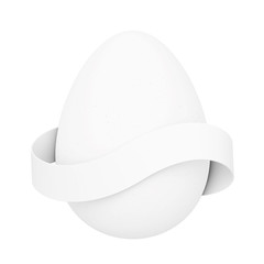 White Egg with Blank Ribbon for Your Sign. 3d Rendering