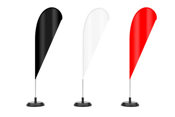 Blank Banner Feather Flag Stands. 3d Rendering
