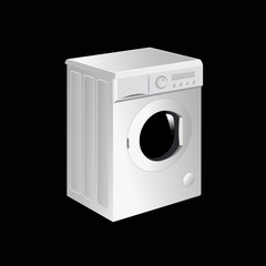 Illustration isometry white washing machine on black background