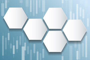hexagon and candlestick stock exchange background vector 