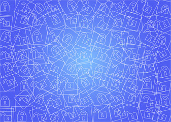 Background of open and closed locks in a frame.