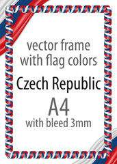 Frame and border of ribbon with the colors of the Czech Republic flag