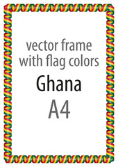 Frame and border of ribbon with the colors of the Ghana flag