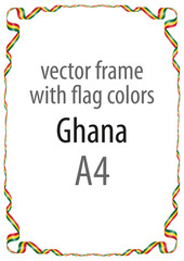 Frame and border of ribbon with the colors of the Ghana flag