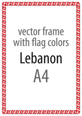 Frame and border of ribbon with the colors of the Lebanon flag