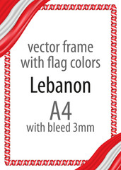 Frame and border of ribbon with the colors of the Lebanon flag