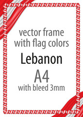 Frame and border of ribbon with the colors of the Lebanon flag